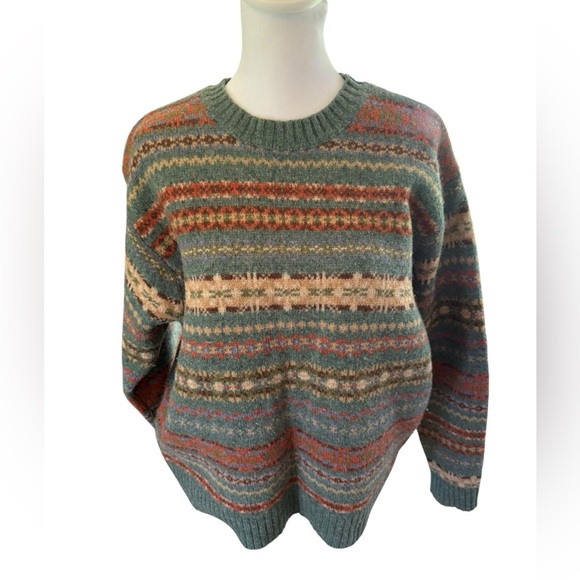 Women’s 100% Shetland wool pullover sweater EUC size large - Picture 1 of 9